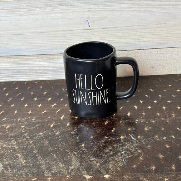 Rae Dunn Hello Sunshine Black Coffee Mug‎ Tea Cup Ceramic Farmhouse Decor - Picture 1 of 1
